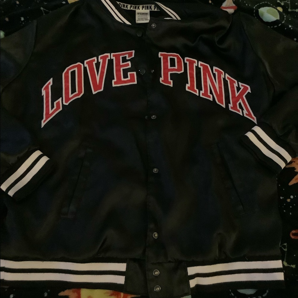 V.s pink satin silk bomber🩰🤩💦